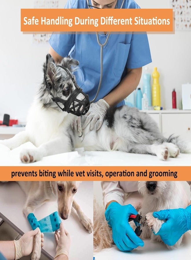 RoverPets كمامة/غطاء فم للحيوانات الأليفة من روفر بيتس لمنع العض - كمامة بلاستيكية قابلة للتعديل مع حزام أمان للحيوانات الأليفة/قفص سلة (كبير - 4) - Image 5